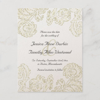 Elegant Gold Scroll Wedding Save the Date Card