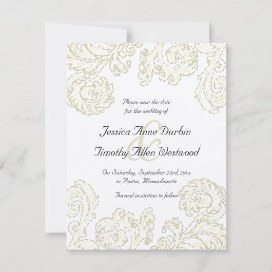 Elegant Gold Scroll Wedding Save the Date Card (Voorkant)