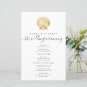 Elegant Gold Seashell Budget Wedding Programme (Staand voorkant)