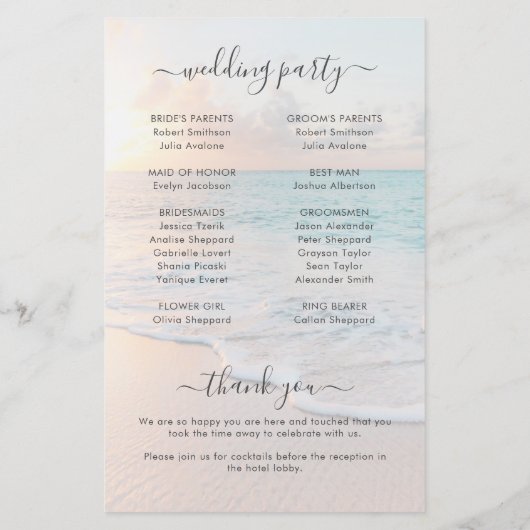 Elegant Gold Seashell Budget Wedding Programme (Achterkant)