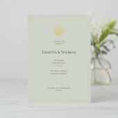 Elegant Gold Seashell Sage Wedding invitation (Debout devant)