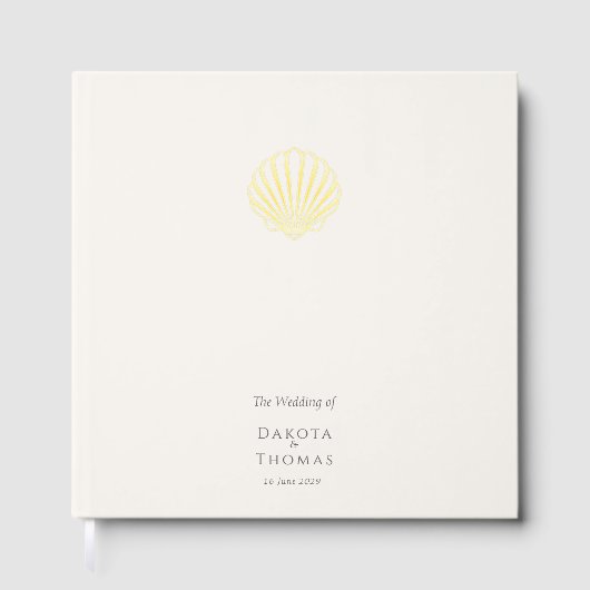 Elegant Gold Seashell Wedding Gastenboek (Voorkant)