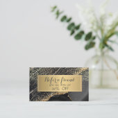Elegant Gold Sequins, Lijst Black Marble Aanbevelingskaartje (Staand voorkant)