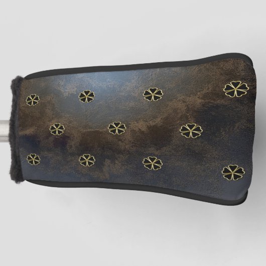 Elegant Gold Shamrock, Clovers, lederen look Golfheadcover (Voorkant)