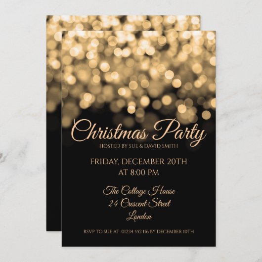 Elegant Gold Shimmering Licht Kerstfeest Kaart (Voorkant / Achterkant)