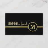 Elegant Gold Signature Monogram on Black Aanbevelingskaartje (Voorkant)