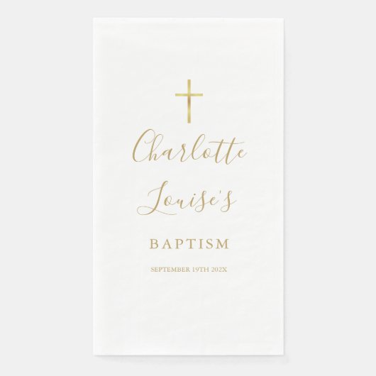 Elegant Gold Signature Script Baptism Christening Servet (Voorkant)