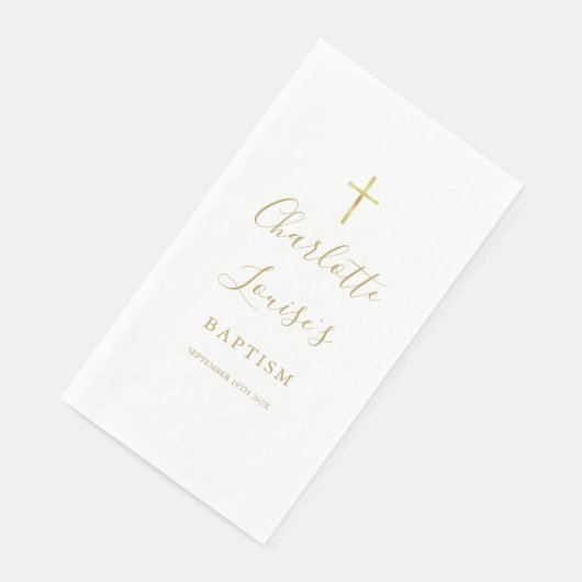Elegant Gold Signature Script Baptism Christening Servet (Hoek)