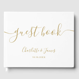 Elegant Gold Signature Script Wedding Gastenboek