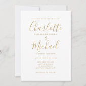 Elegant Gold Signature Script Wedding Invitation Kaart (Voorkant)