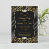 Elegant Gold Silk Black Diamond Birthday Kaart (Staand voorkant)