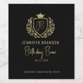 Elegant Gold & Silver  Crest Wine Label Wijn Etiket (Enkel label)