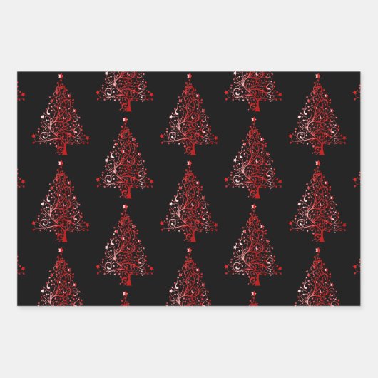 Elegant Gold Silver en Red Kerstmis Motif Inpakpapier Vel (Voorkant 3)