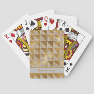 Elegant Gold Silver Glitter Pattern personaliseert Pokerkaarten