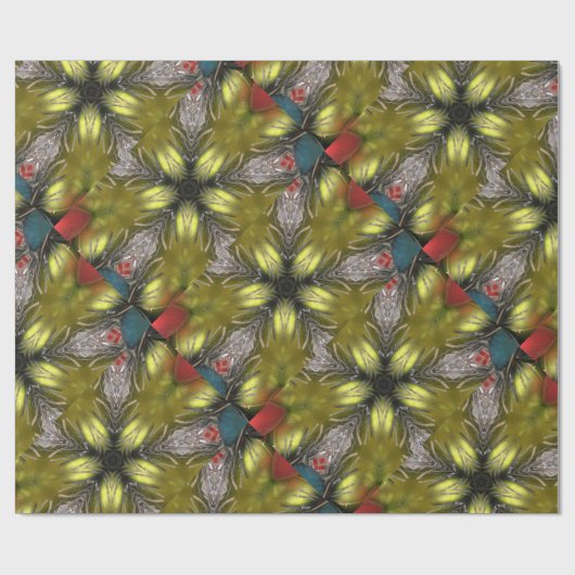 Elegant Gold Silver Kaleidoscoop kerstster Cadeaupapier (Vlak)