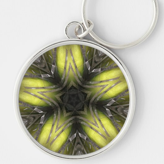 Elegant Gold Silver Kaleidoscoop kerstster Sleutelhanger (Voorkant)