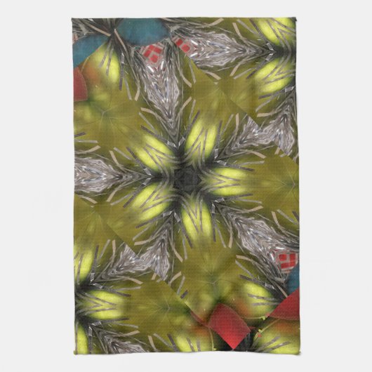 Elegant Gold Silver Kaleidoscoop kerstster Theedoek (Verticaal)