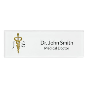 Elegant Gold Silver Medical Classy Noble Asclepius Naambadge