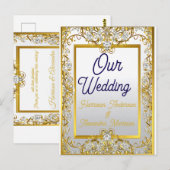 Elegant Gold & Silver Wedding Invitation (Devant / Derrière)