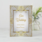 Elegant Gold & Silver Wedding Invitation – Ornate  (Debout devant)