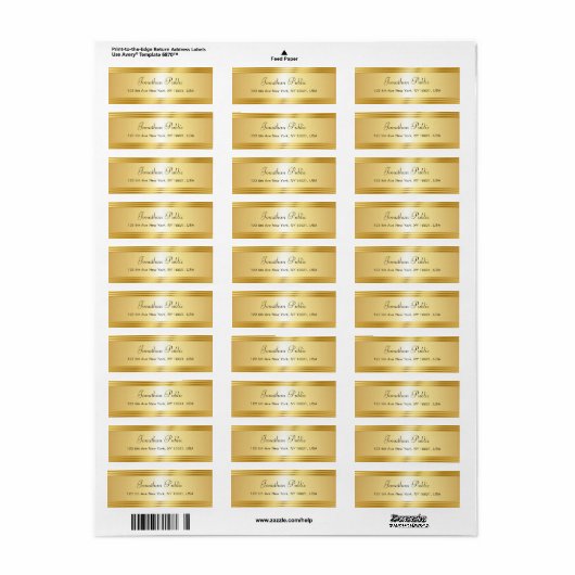 Elegant Gold Sjabloon Handmatige scriptnaam Modern Etiket (Full Sheet)