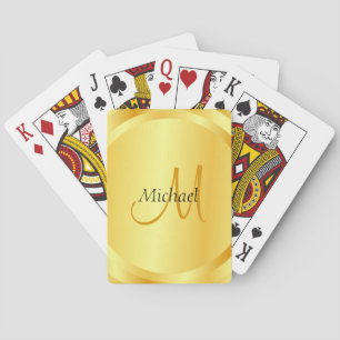 Elegant Gold Sjabloon Initiaal monogram aangepast Pokerkaarten