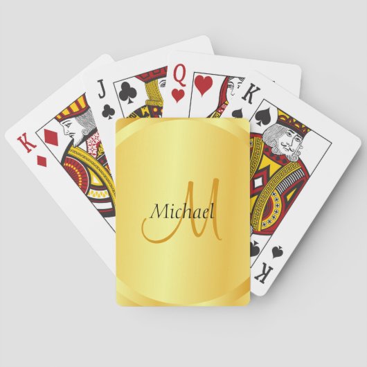Elegant Gold Sjabloon Initiaal monogram Pokerkaarten (Achterkant)