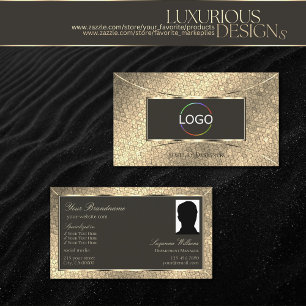 Elegant Gold Snake Dark Brown met Logo en foto's Visitekaartje