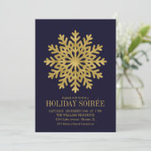 Elegant Gold Snowflake Holiday Party Kaart (Staand voorkant)