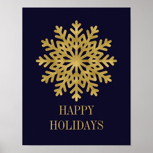 Élégant Gold Snowflake Holiday Poster (Devant)