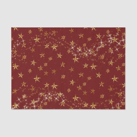 Elegant Gold Snowflake Kerstmis Rood Tissuepapier (Voorkant)