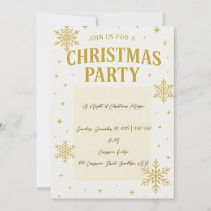 Élégant Gold Snowflake Noël Fête Invitation
