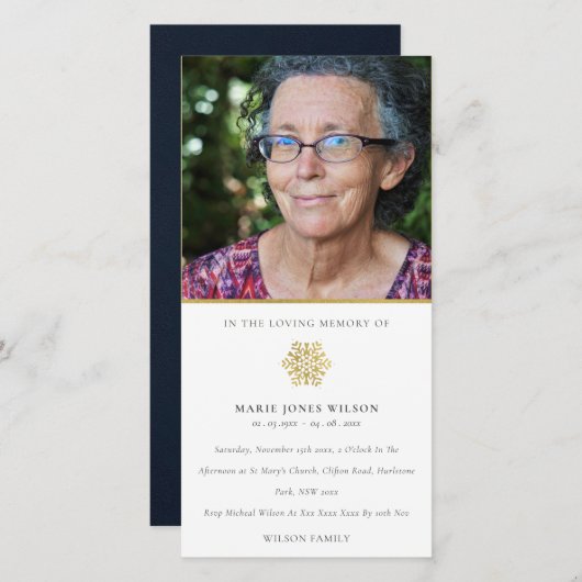 Elegant Gold Snowflake photo carte de service Memo (Devant / Derrière)