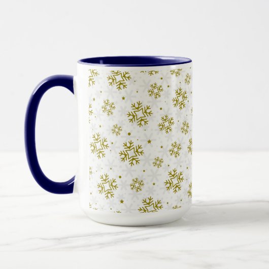 Elegant Gold Snowflake Winter Pattern Mok (Links)