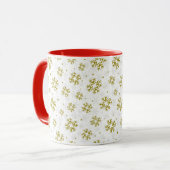 Elegant Gold Snowflake Winter Pattern Mok (Voorkant links)
