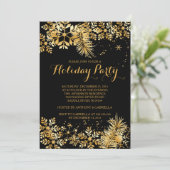 Elégant Gold Snowflakes Invitation de vacances (Debout devant)