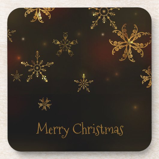 Elegant Gold Snowflakes kerst | Onderzetter (Voorkant)