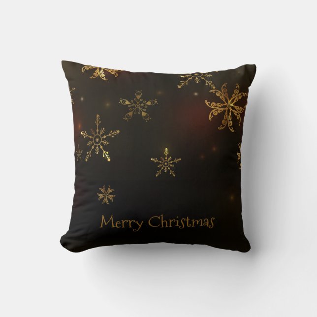 Elegant Gold Snowflakes kerst | Sierkussen (Voorkant)