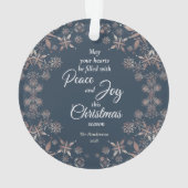 Elégant Gold Snowflakes Peace Joy Blue (dos)