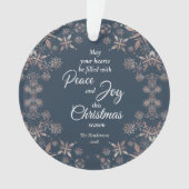 Elégant Gold Snowflakes Peace Joy Blue (devant)
