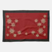Elegant Gold Snowflakes Red & Black Kerstmis Theedoek (Horizontaal)