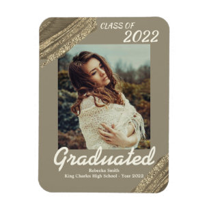 Elegant Gold Sparking Photo Afstuderen Magneet