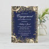 Elegant Gold Sparkle Glitter Engagement Party Kaart (Staand voorkant)