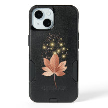 Elégant Gold Sparkle Leaf iPhone 15 Coque