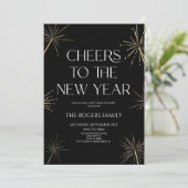 Elegant Gold Sparklers Cheers New Years Eve Party Kaart (Staand voorkant)