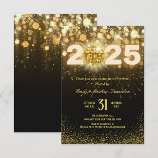 Elegant Gold Sparkles | New Years Eve Party  Kaart
