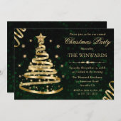 Elegant Gold Sparkly Ribbon Tree-kerstfeest Kaart (Voorkant / Achterkant)