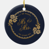 Elegant Gold Specialized Wedding Ceramic Ornament (Achterkant)