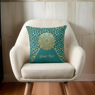 Elegant Gold Splashes over Green Mandala Kussen