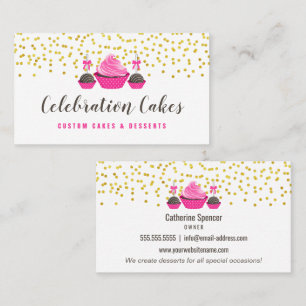 Elegant Gold Sprinkles Cupcake Cake Poppen Bakery Visitekaartje